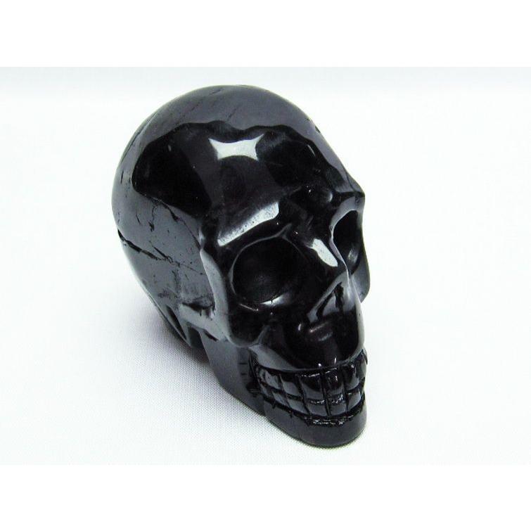 パワーストーン 天然石 モリオン 純天然 黒水晶 ドクロ 置物 t130-2032