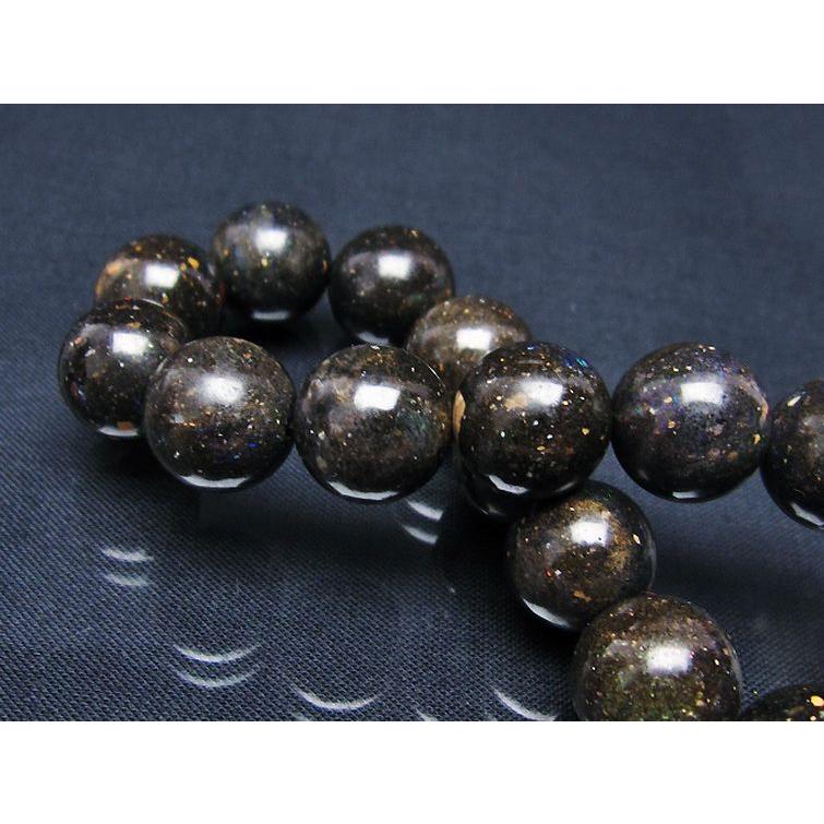 パワーストーン 天然石 ブラックオパールブレスレット14mm t249-4128