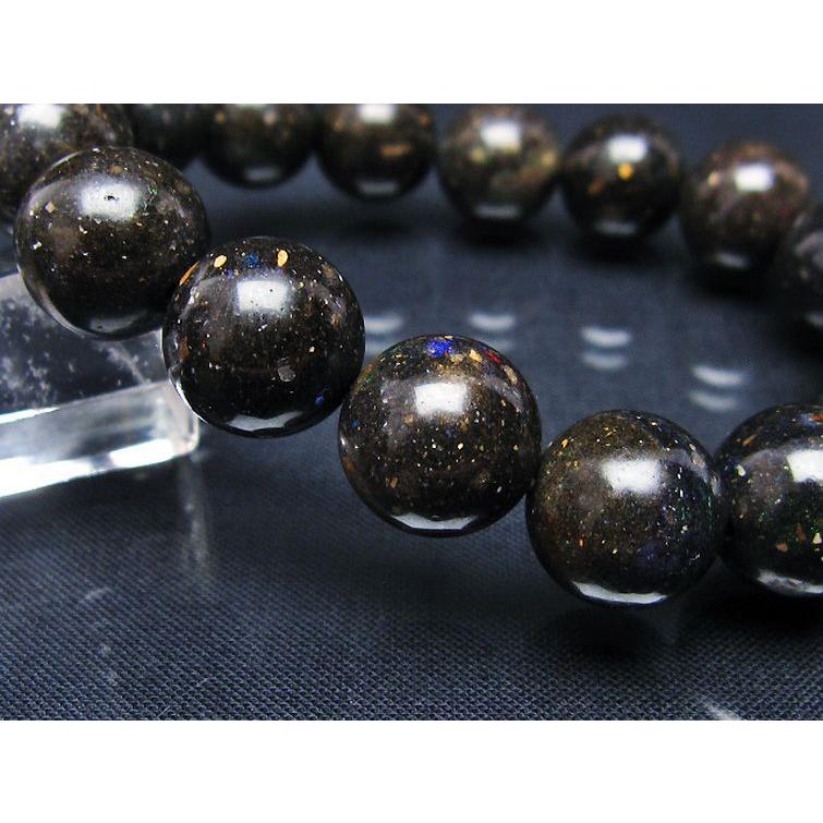 パワーストーン 天然石 ブラックオパールブレスレット14mm t249-4128