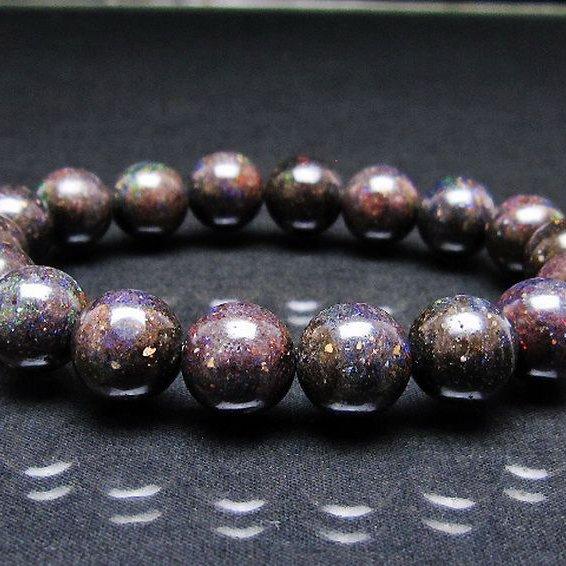 パワーストーン 天然石 ブラックオパールブレスレット 12mm t249-4849