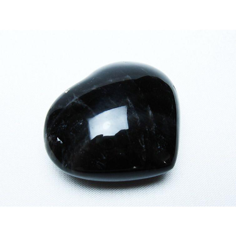 パワーストーン 天然石 モリオン 純天然 黒水晶 ハート 置物 t375-5283