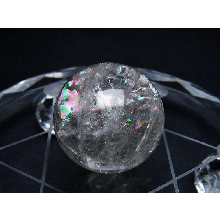 水晶原石 パワーストーン 天然石 ヒマラヤ水晶丸玉七星陣 29mm t602-2685