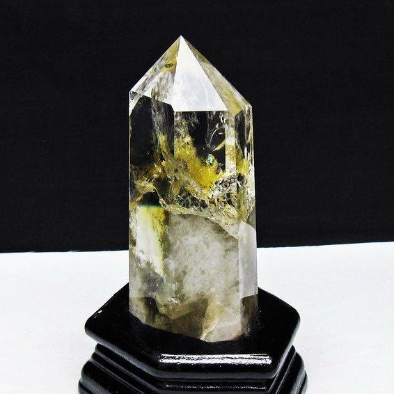 緊急値下げ！！☆虹入り☆ シトリンポイント 台座付き 六角柱 黄水晶 パワーストーン 天然石 虹入りシトリン水晶六角柱 t719-4978 : H.S.K