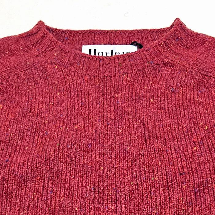 11 ハーレーオブスコットランド ウール クルーネックニット セーター 赤 M Harley of SCOTLAND（ハーレーオブスコットランド） ニットセーター
