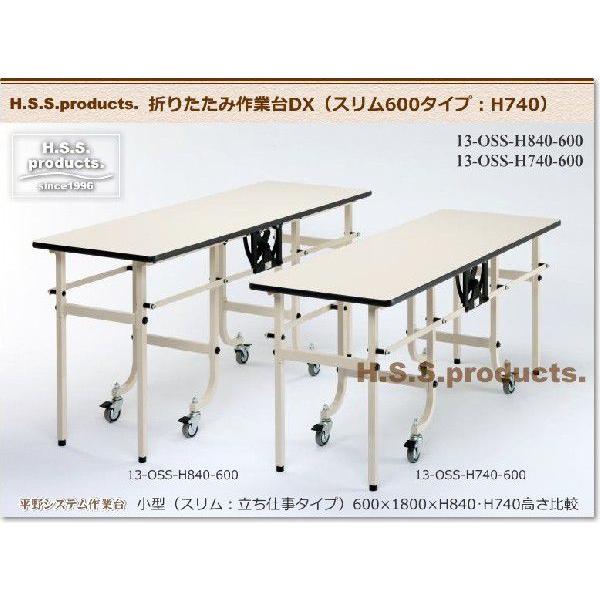 折りたたみ作業台DX　折りたたみ作業テーブル　アイボリー：立ち仕事用（HIRANO）スリム600×1800×高さ740（天板フロアリューム）予約 |  | 01