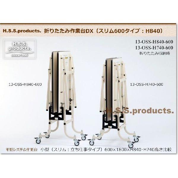 折りたたみ作業台DX　折りたたみ作業テーブル　アイボリー：立ち仕事用（HIRANO）スリム600×1800×高さ840（天板フロアリューム） |  | 04