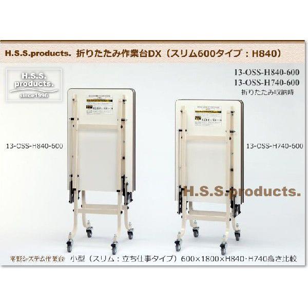 折りたたみ作業台DX　折りたたみ作業テーブル　アイボリー：立ち仕事用（HIRANO）スリム600×1800×高さ840（天板フロアリューム） |  | 05