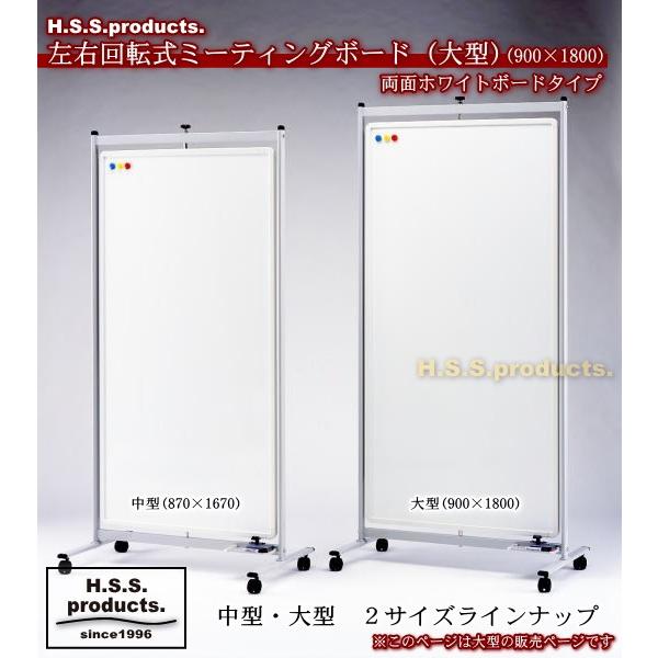 大型左右回転ミーティングボード ロング（両面ホワイトボード 