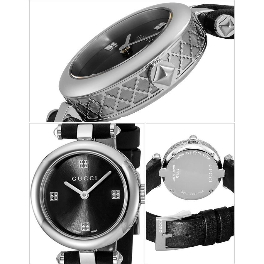 グッチ 腕時計 レディース GUCCI 時計 ディアマンティッシマ DIAMANTISSIMA ブラック シルバー 高級 革ベルト レザー