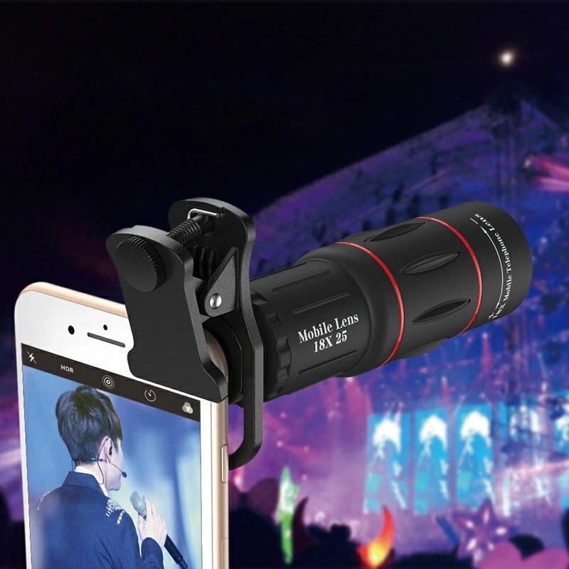 スマホ用レンズ 望遠レンズ ズームレンズ 単品 18倍 クリップ式