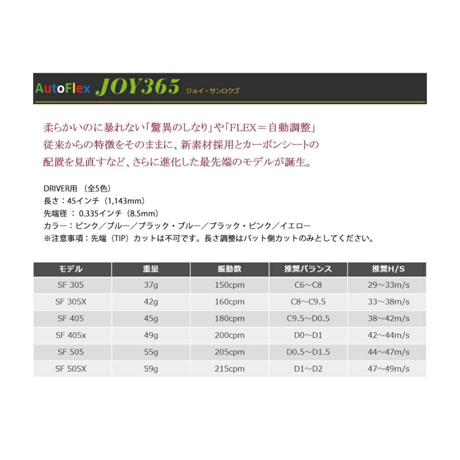 スリーブ付き AutoFlex オートフレックス JOY365 ジョイ365 ドライバーシャフト 45インチ 飛距離アップ カスタム パーツ リシャフト ゴルフ用品 ポイント利用_2