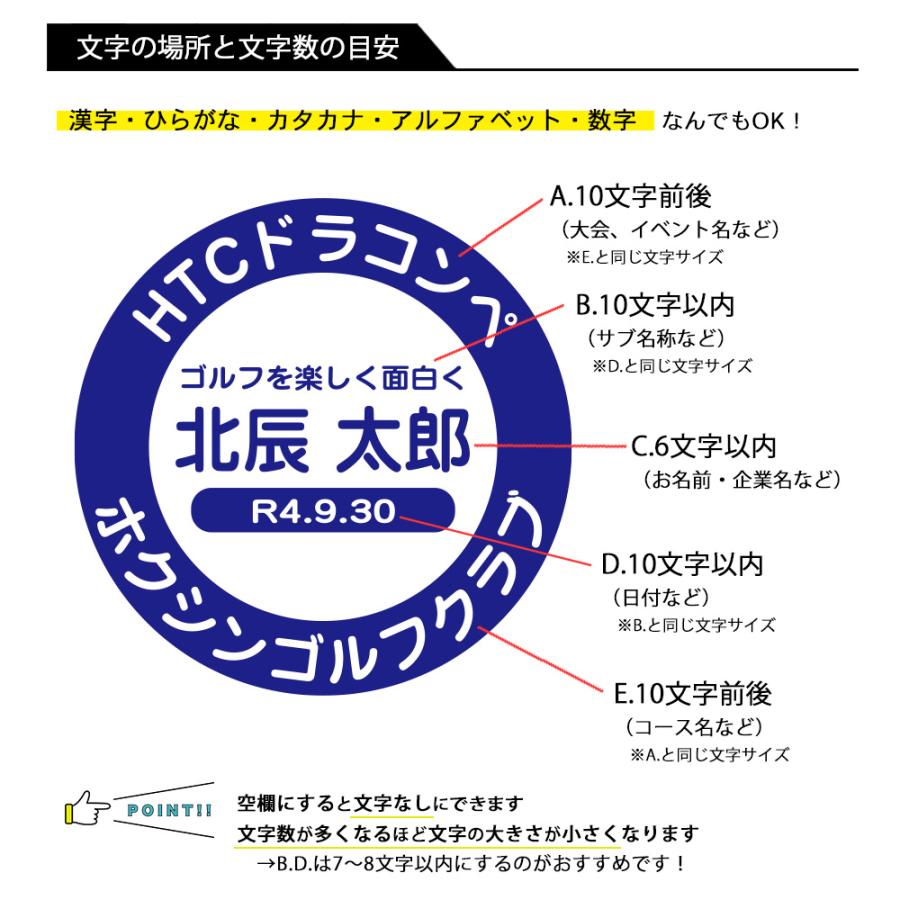 ゴルフマーカー 名入れ 25mm キャップクリップ台座セット オリジナルマーカー作成 名入れ プレゼント 記念品 コンペ景品 ギフト メール便対応 名前 テキスト | HTCゴルフ オリジナル | 03