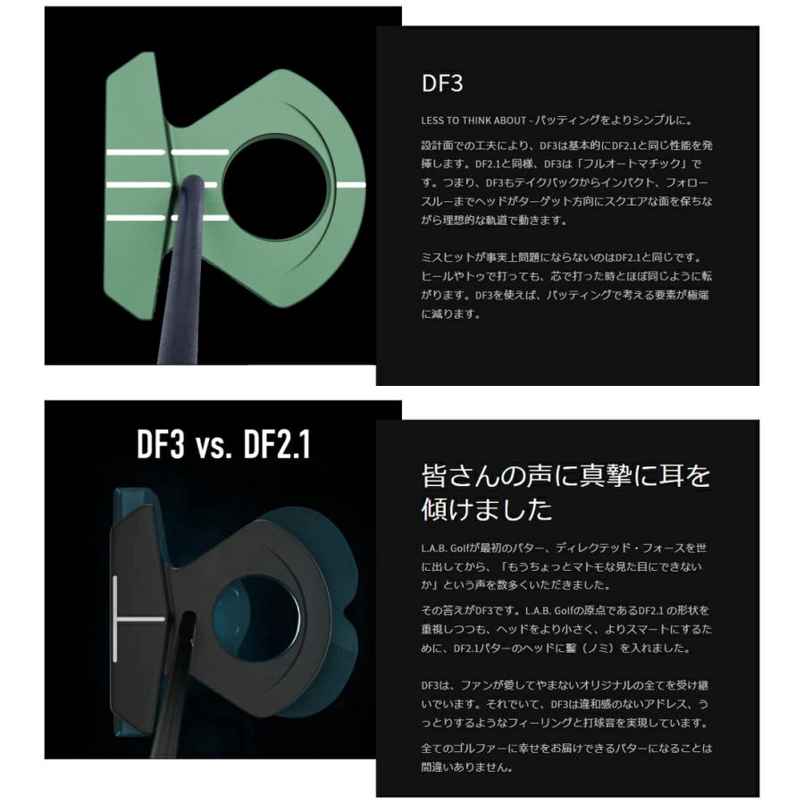 正規販売店 L.A.B.GOLF ラブゴルフ Directed Force 3 ダイレクト フォース 3 グリーン DF3 パター ディレクテッドフォース  ゼロトルク ライ角バランス カラーの画像