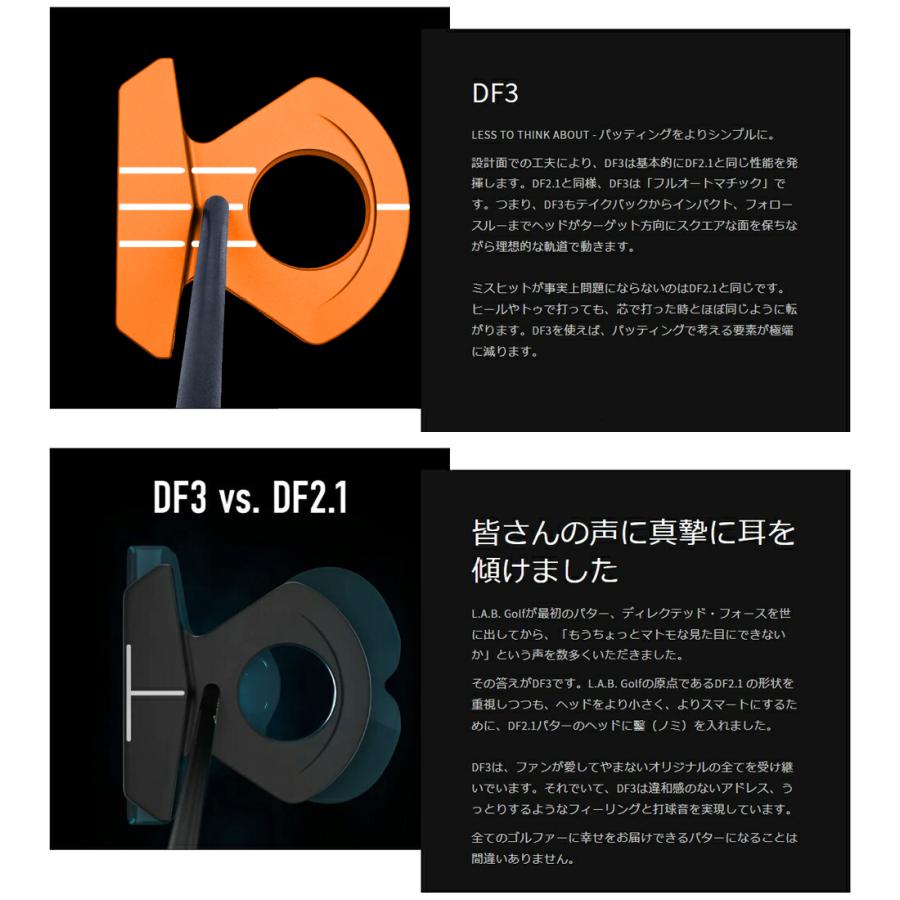 正規販売店 L.A.B.GOLF ラブゴルフ Directed Force 3 ダイレクト フォース 3 オレンジ DF3 パター ディレクテッドフォース  ゼロトルク ライ角バランス カラーの画像