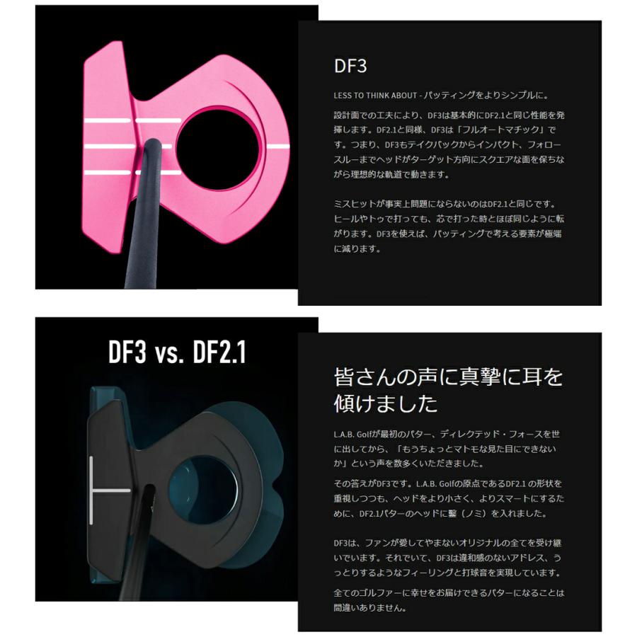 正規販売店 L.A.B.GOLF ラブゴルフ Directed Force 3 ダイレクト フォース 3 ピンク DF3 パター ディレクテッドフォース  ゼロトルク ライ角バランス カラーの画像