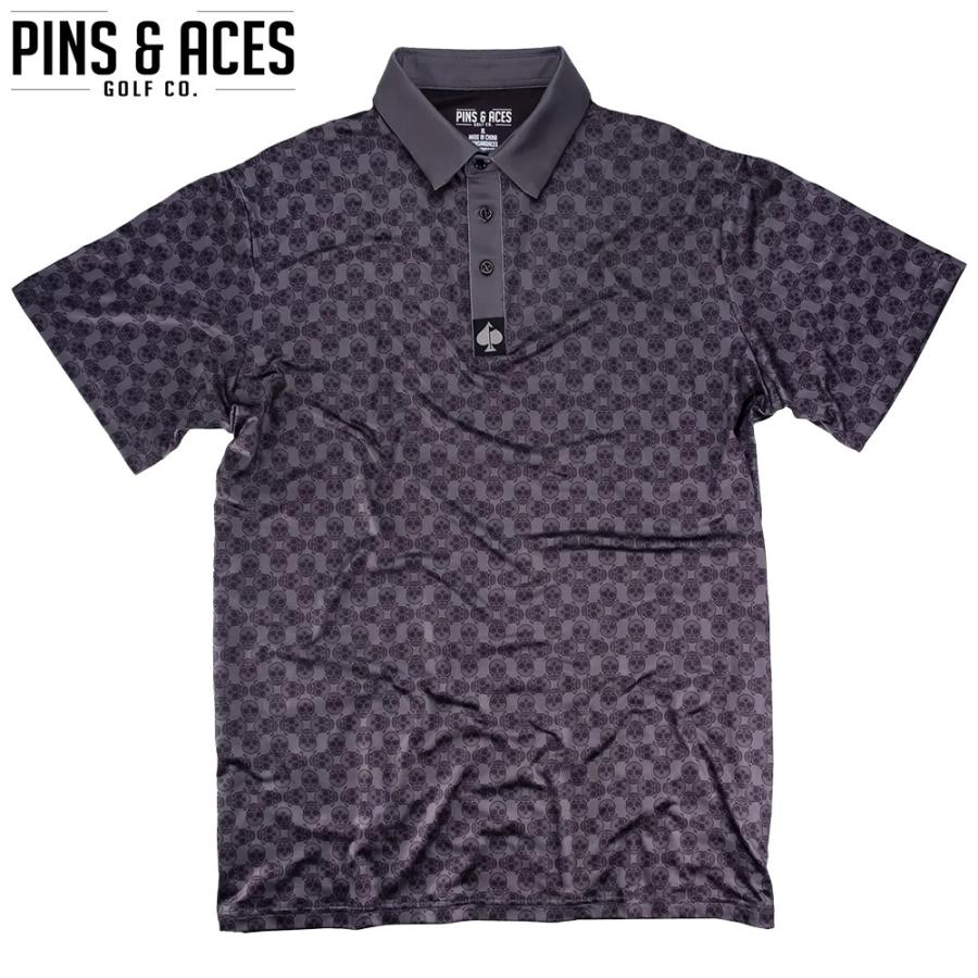 PINS&ACES/ピンズ&エース ダンシングスカル ポロ Dancing Skulls PA2PLDSS ポロシャツ 吸汗速乾 UVカット イージーケア ゴルフウェア 半袖 送料無料｜htcgolf