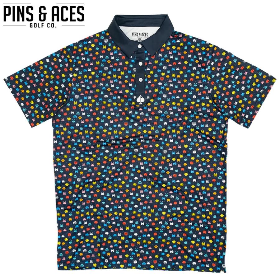 PINS&ACES/ピンズ&エース インベーダー ポロ The Invader PA2PLIVD ポロシャツ 吸汗速乾 UVカット イージーケア ゴルフウェア 半袖 送料無料