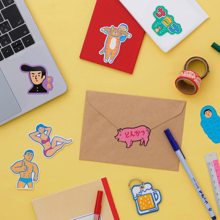 ステッカー ニューレトロ ダイカットシール スマホ PC パソコン スーツケース 犬 ネコ 猫 ぎょうざ デコレーション 大人 かわいい 可愛い 昭和レトロ 雑貨 | ニューレトロ | 32