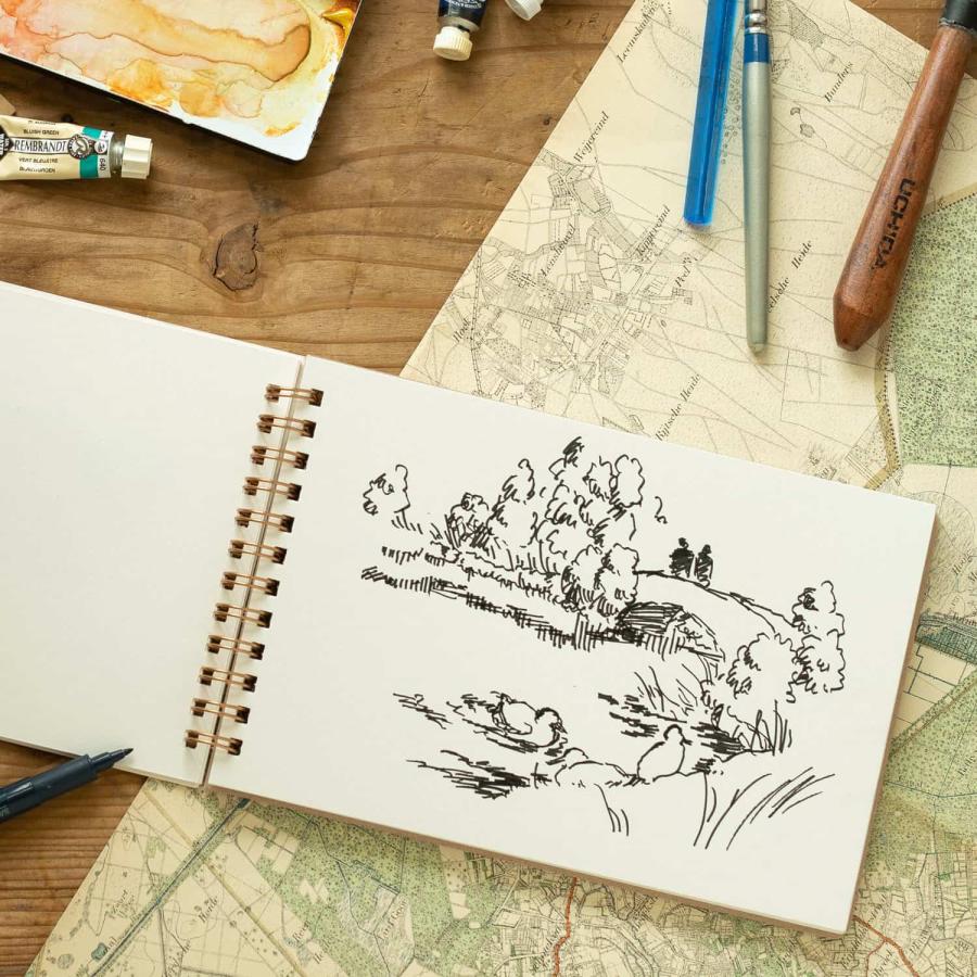 penco ペンコ スケッチブック B6 並口 画用紙 厚紙 お絵描き リング式 アート 水彩画 イラスト 絵 デッサン パステル クレヨン 色鉛筆 | penco | 07