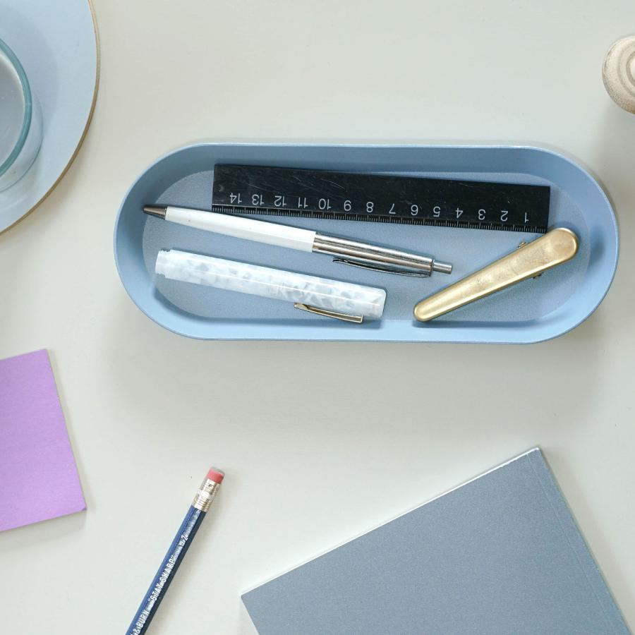 ペントレイ デスクトレイ オーバルトレイ（スチール） メモ帳 ペン トレイ デスクトレー 机上収納 デスク 整理 ペンスタンド ペン入れ ペントレー 眼鏡 | HIGHTIDE | 10