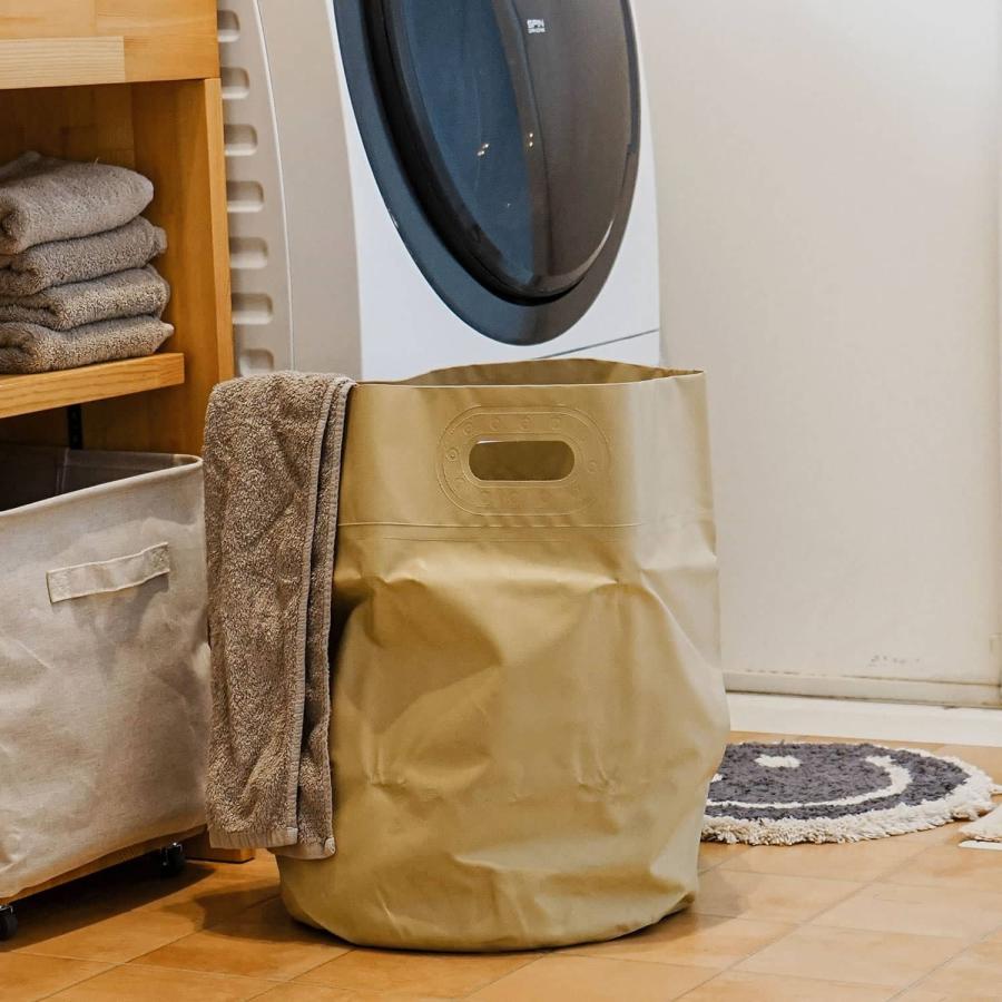 ランドリーバッグ タープバッグ ラウンド M 35L ランドリーバスケット ターポリン 折りたたみ 防水 洗濯かご キャンプ コンパクト 収納 ゴミ箱 プランターカバー | HIGHTIDE | 21