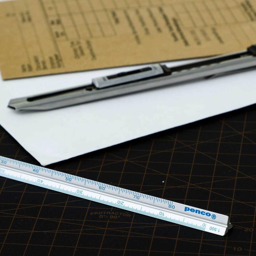 三角スケール penco ペンコ ドラフティングスケール 定規 15cm ものさし 製図 携帯 ポケット アルミ | penco | 16