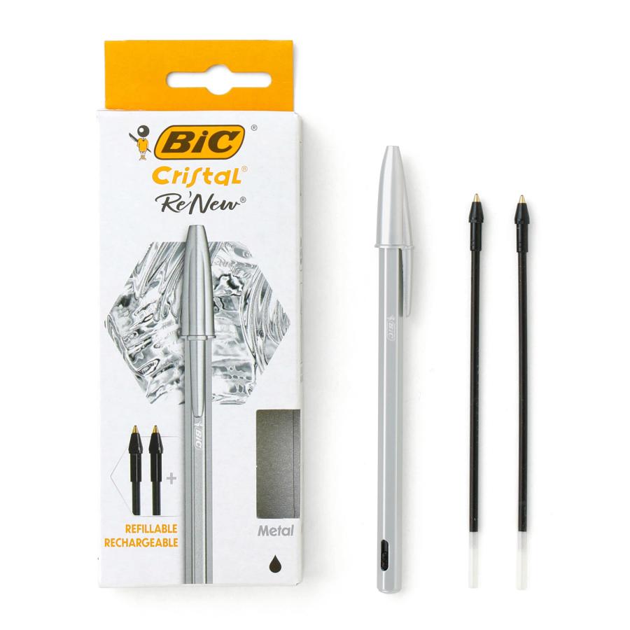 ボールペン BIC Cristal ReNew 1.0 ビック クリスタルリニュー 1.0 1.0mm 黒 油性 手帳 かわいい おしゃれ 筆記具 文房具 ギフト プレゼント | BIC | 08