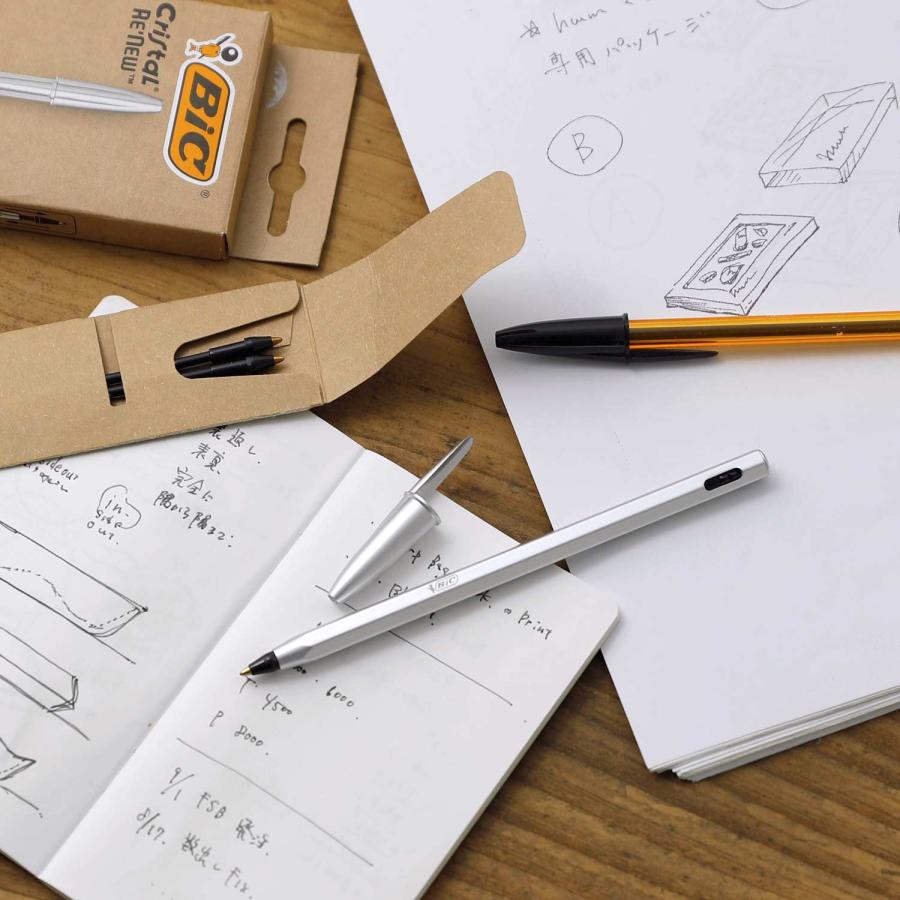 ボールペン BIC Cristal ReNew 1.0 ビック クリスタルリニュー 1.0 1.0mm 黒 油性 手帳 かわいい おしゃれ 筆記具 文房具 ギフト プレゼント | BIC | 10