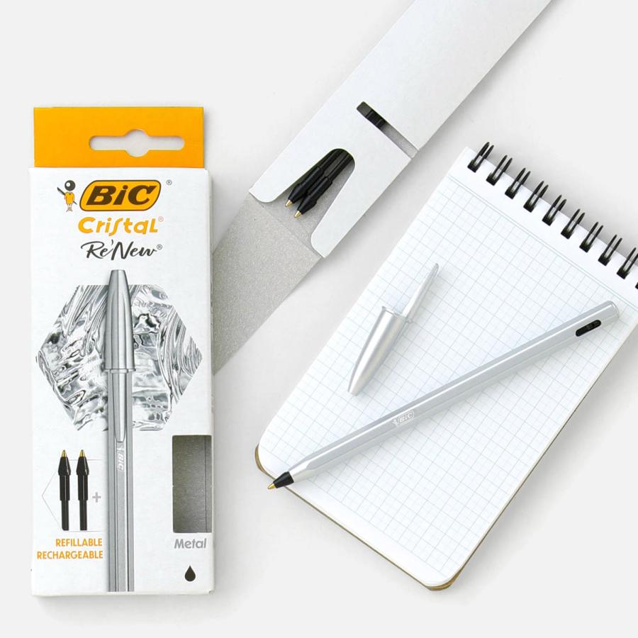 ボールペン BIC Cristal ReNew 1.0 ビック クリスタルリニュー 1.0 1.0mm 黒 油性 手帳 かわいい おしゃれ 筆記具 文房具 ギフト プレゼント | BIC | 10