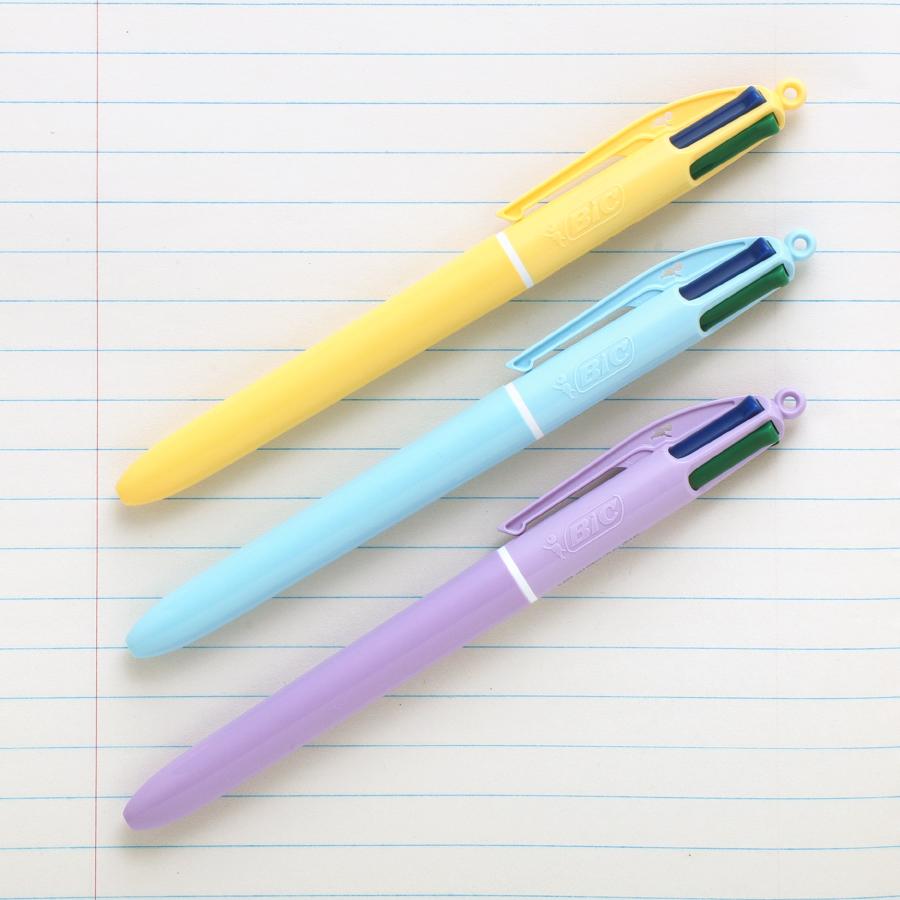 BIC 4色ボールペン パステル1.0 多色ボールペン カラー 油性 黒 赤 青 緑 | BIC