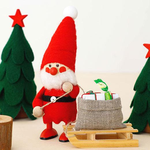 NORDIKA nisse ノルディカ ニッセ 人形 そりを引いたサンタ サンタ サンタクロース クリスマス オブジェ 飾り 木製 北欧 雑貨 置物 プレゼント ギフト｜htdd
