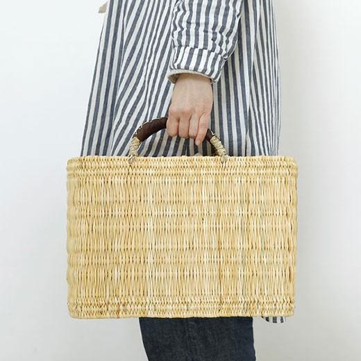 かご バッグ 松野屋 ストローカゴ革手 M モロッコ バスケット 収納 おしゃれ ピクニックバスケット カゴバッグ 買い物かご 市場かご | 