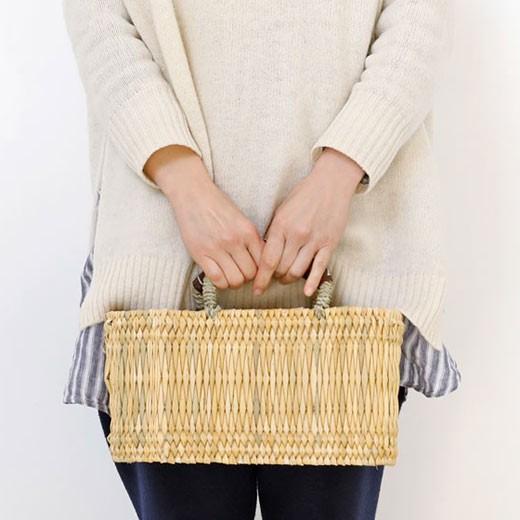 かご バッグ 松野屋 ストロー革手横長カゴ S モロッコ バスケット 収納 おしゃれ ピクニックバスケット カゴバッグ 買い物かご 市場かご | 