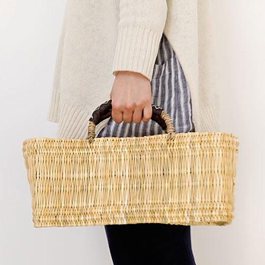 かご バッグ 松野屋 ストロー革手横長カゴ M モロッコ バスケット 収納 おしゃれ ピクニックバスケット カゴバッグ 買い物かご 市場かご | 