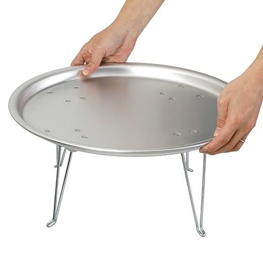 松野屋 アルマイトちゃぶ台 キャンプ アウトドア テーブル 折りたたみ バーベキュー お盆 トレイ ベランピング ローテーブル アルミ キャンプ用品 円卓 持ち運び | ブランド登録なし | 04