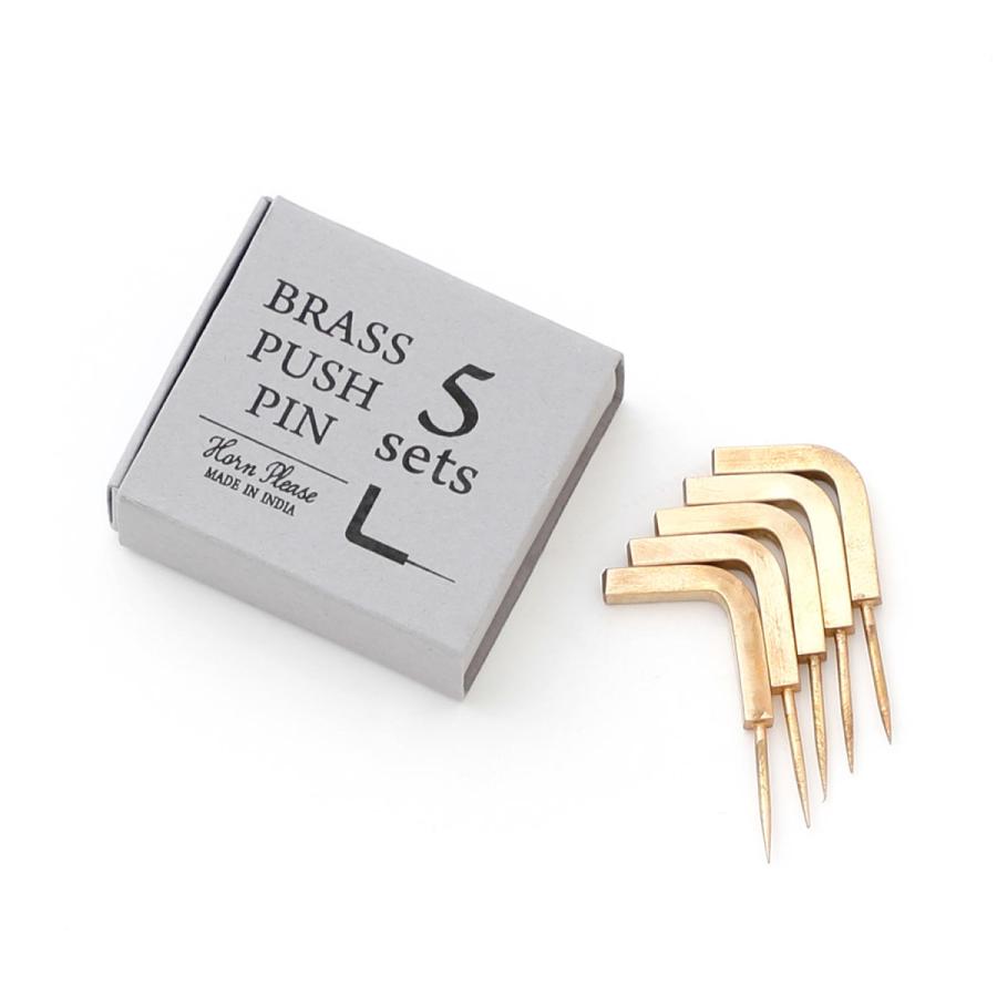 壁 フック 画鋲 画びょう BRASS プッシュピン Lフック S/5 （5個入り）フック画びょう L字フック 真鍮 壁掛け アンティーク風 DIY 手軽 簡単 ディスプレイ |  | 04