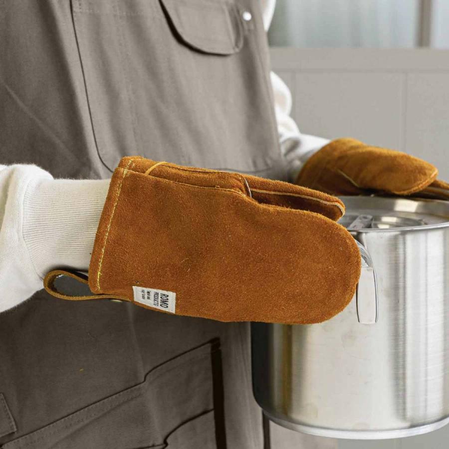 Leather mittens レザーミトン (S) 鍋つかみ 両手セット ミトン 牛革 手袋 牛革 キャンプ 料理 キッチン ミトン romo ロモ | romo | 10