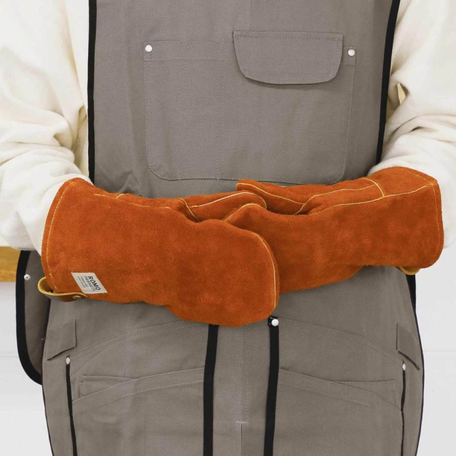 Leather mittens レザーミトン (M) 鍋つかみ 両手セット ミトン 牛革 手袋 牛革 キャンプ 料理 キッチン ミトン romo ロモ | romo
