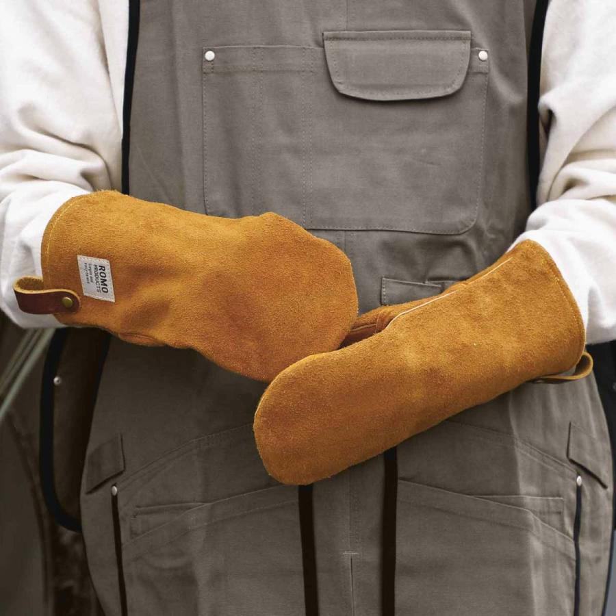 Leather mittens レザーミトン (M) 鍋つかみ 両手セット ミトン 牛革 手袋 牛革 キャンプ 料理 キッチン ミトン romo ロモ | romo | 10