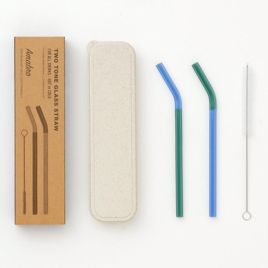 ガラス ストロー amabro アマブロ TWOTONE GLASS STRAW ツートーン グラス ストロー  耐熱ガラス ガラス製 2本セット 携帯ストロー マイストロー | amabro | 09