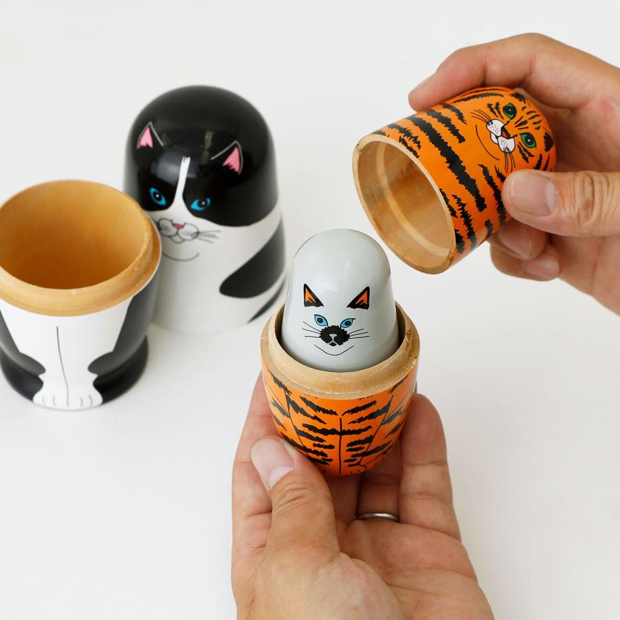 マトリョーシカ FELINE 5 フィーライン ファイブ 猫 ネコ ねこ 置物 オブジェ 人形 木製 MIDORI KOMATSU plays かわいい 母の日 プレゼント 花以外 雑貨 | DETAIL | 04