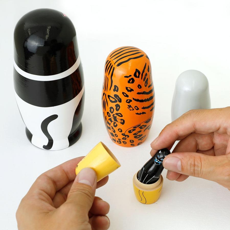 マトリョーシカ FELINE 5 フィーライン ファイブ 猫 ネコ ねこ 置物 オブジェ 人形 木製 MIDORI KOMATSU plays かわいい 母の日 プレゼント 花以外 雑貨 | DETAIL | 05