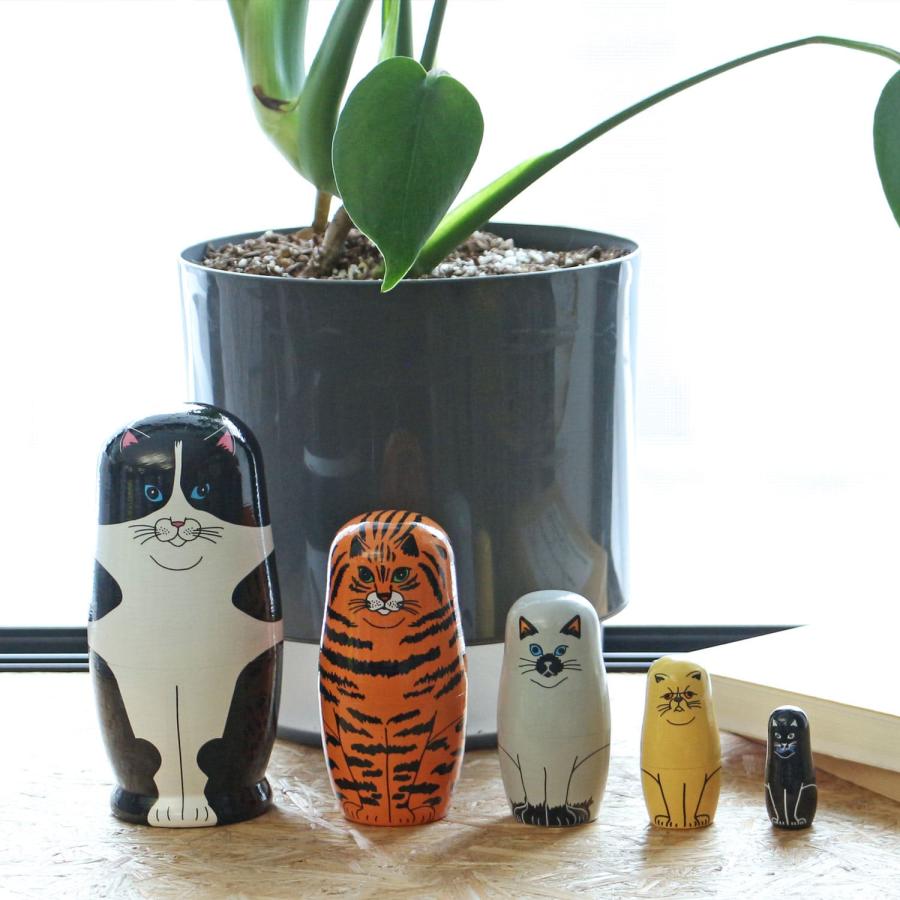 マトリョーシカ FELINE 5 フィーライン ファイブ 猫 ネコ ねこ 置物 オブジェ 人形 木製 MIDORI KOMATSU plays かわいい 母の日 プレゼント 花以外 雑貨 | DETAIL | 06