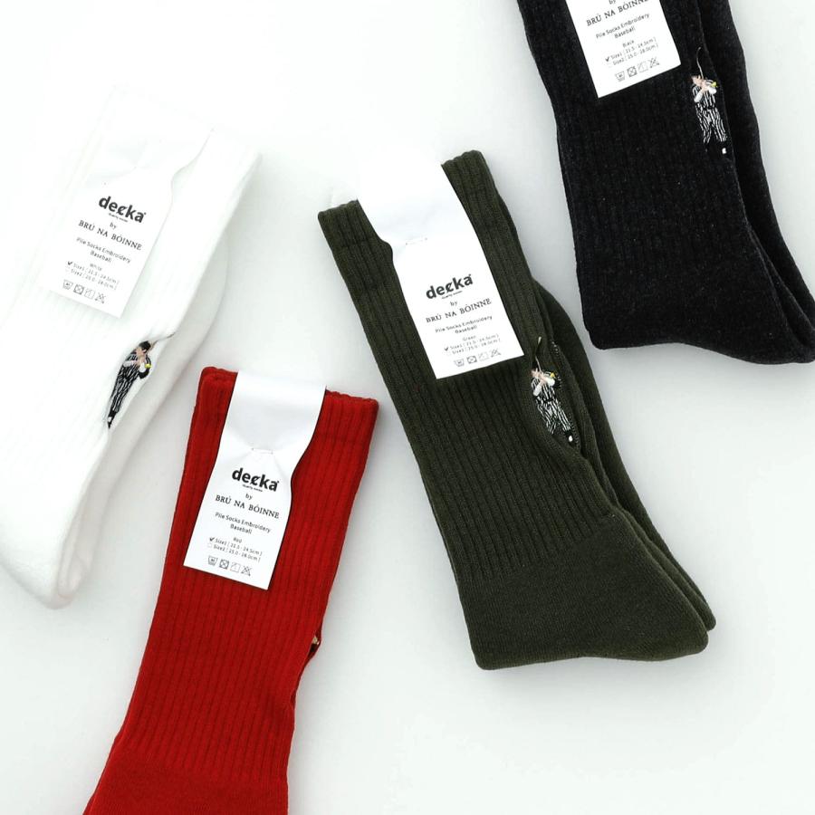 靴下 decka Pile Socks Embroidery by BRU NA BOINNE デカ パイルソックス レディース 刺繍 日本製 クルーソックス アート パイル かわいい おしゃれ | decka Quality socks | 16