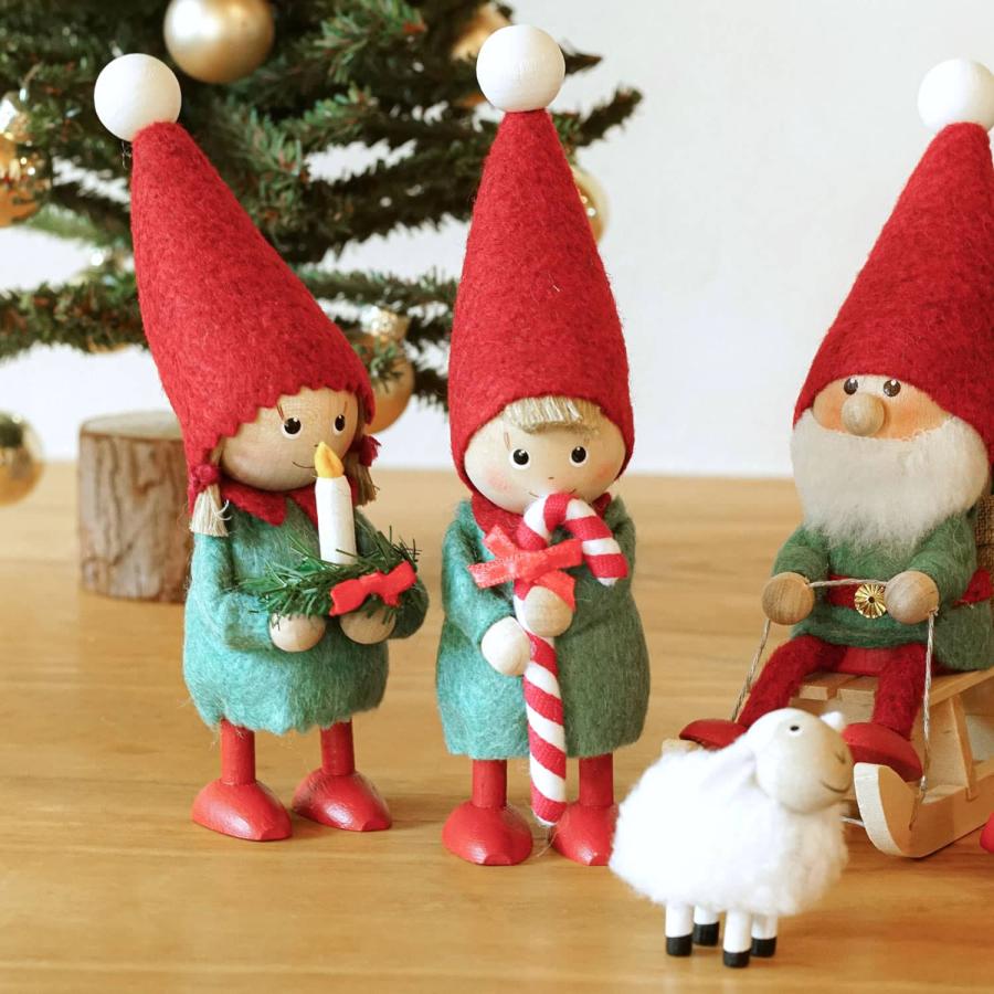 北欧雑貨 木製キャンドルホルダー 人形 蝋燭立 ニッセ