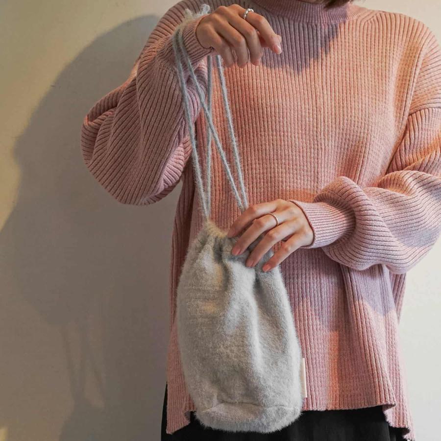 巾着バッグ レディース 秋冬 odds MOHAIR POUCH オッズ モヘアポーチ ミニバッグ 小さめ 可愛い おしゃれ ブラック グレー サックス | Odds | 13