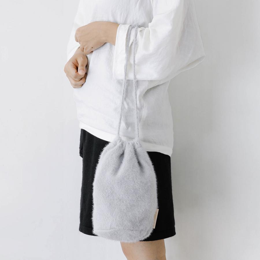 巾着バッグ レディース 秋冬 odds MOHAIR POUCH オッズ モヘアポーチ ミニバッグ 小さめ 可愛い おしゃれ ブラック グレー サックス | Odds | 08