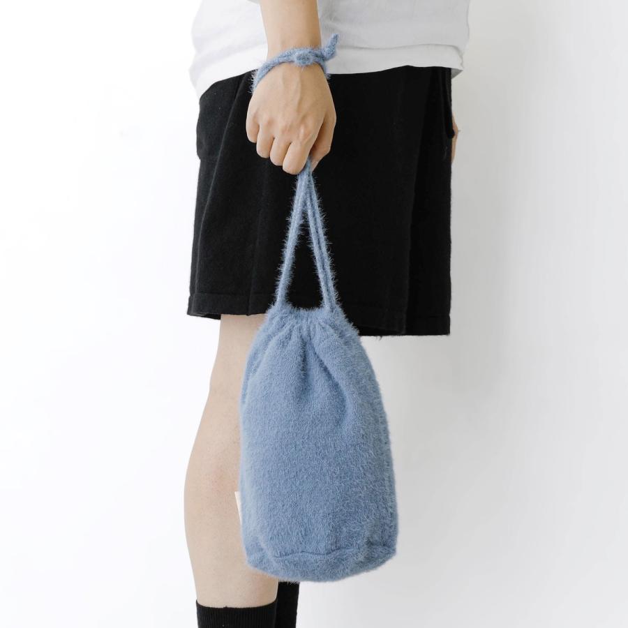 巾着バッグ レディース 秋冬 odds MOHAIR POUCH オッズ モヘアポーチ ミニバッグ 小さめ 可愛い おしゃれ ブラック グレー サックス | Odds | 09