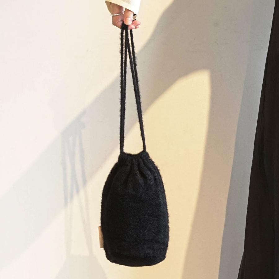 巾着バッグ レディース 秋冬 odds MOHAIR POUCH オッズ モヘアポーチ ミニバッグ 小さめ 可愛い おしゃれ ブラック グレー サックス | Odds | 11