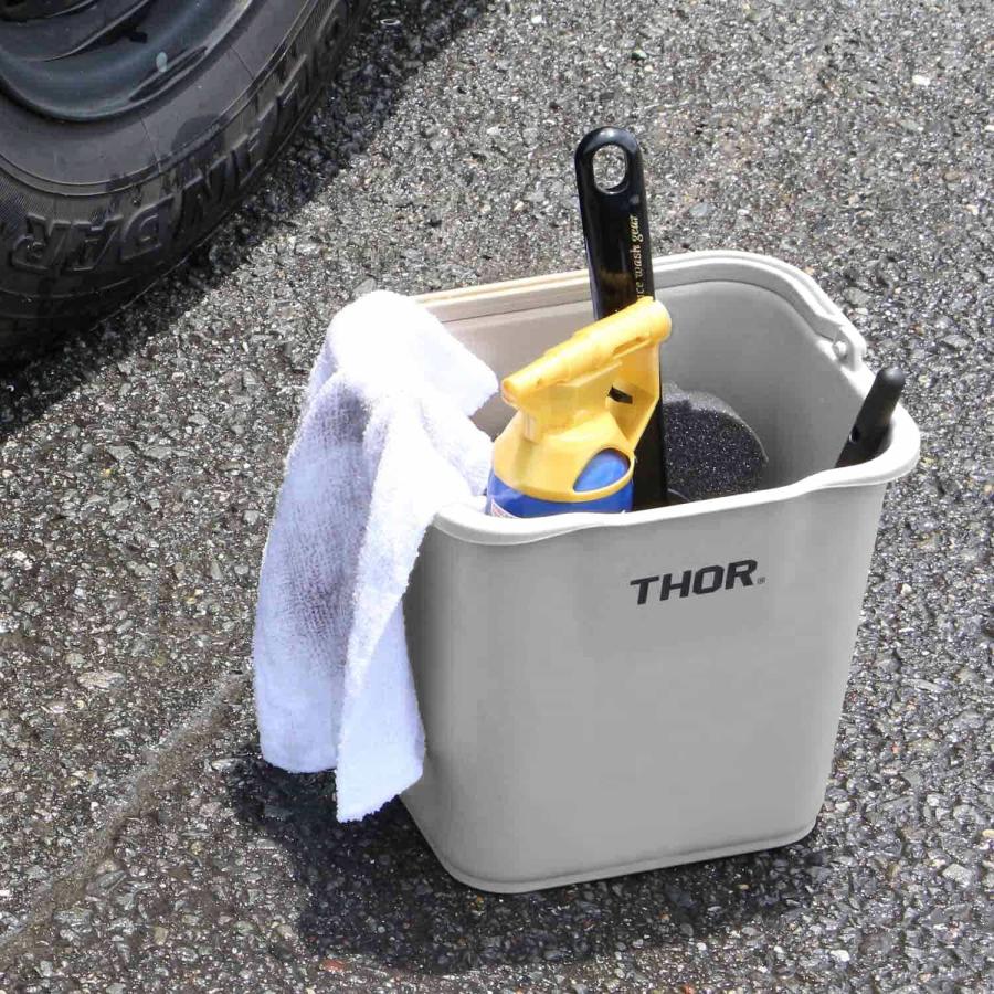 角型 バケツ THOR ソー Quadrate Bucket DC クアッドレイトバケツ DC 4.7L バケツ 四角  目盛り 掃除 収納 ゴミ箱 ごみ箱 取手付き ハンドル付き 洗車 | THOR | 16